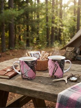 Set of two Mossy Oak Pink Camo Mug Break Up Camouflage Graphic